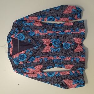 Handmade Retro Art Abstract Floral Blazer